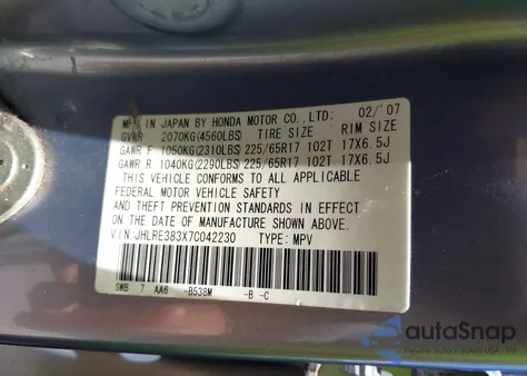 2007 Honda Cr-V Lx z USA, uszkodzony, nr VIN JHLRE383X7C042230
